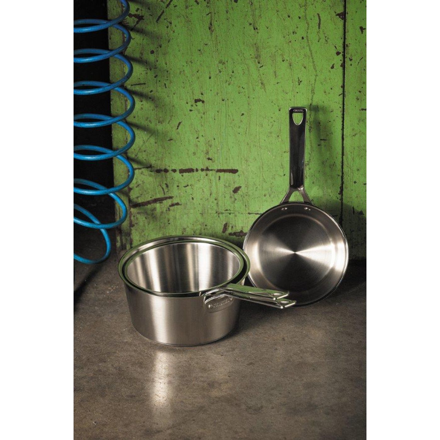 Série de 3 casseroles en Inox brossé 1826